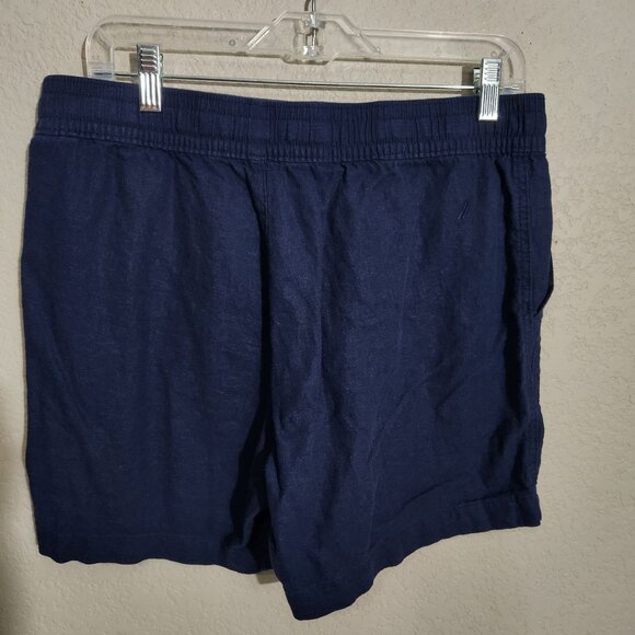 Nautica Shorts Womens Medium Navy Blue Linen-Blend Drawstring - Picture 3 of 13